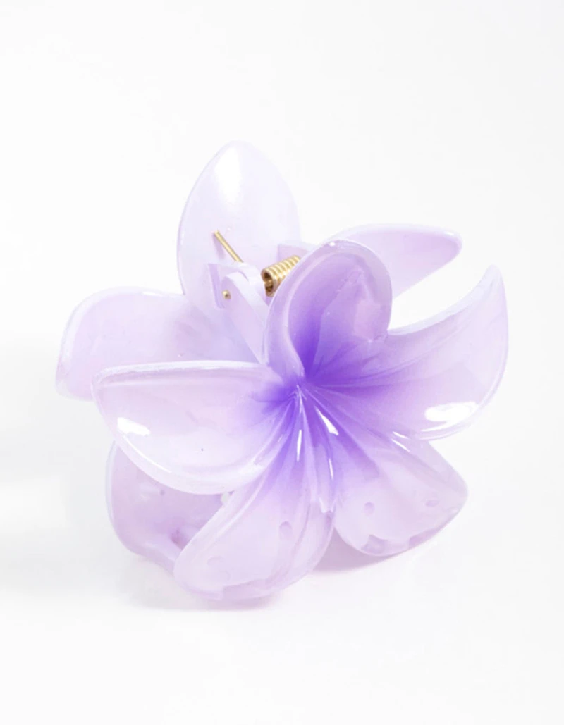 Purple Frangipani Hair Claw Clip