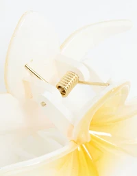White Frangipani Flower Hair Claw Clip