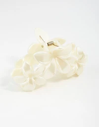 Cream Frangipani Flowers Hair Claw Clip