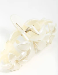 Cream Frangipani Flowers Hair Claw Clip
