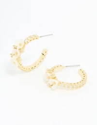 Gold Plated Dainty Floral Hoop Earrings