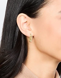 Gold Plated Dainty Floral Hoop Earrings