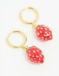 Boucles d’oreilles à la fraise plaquées or