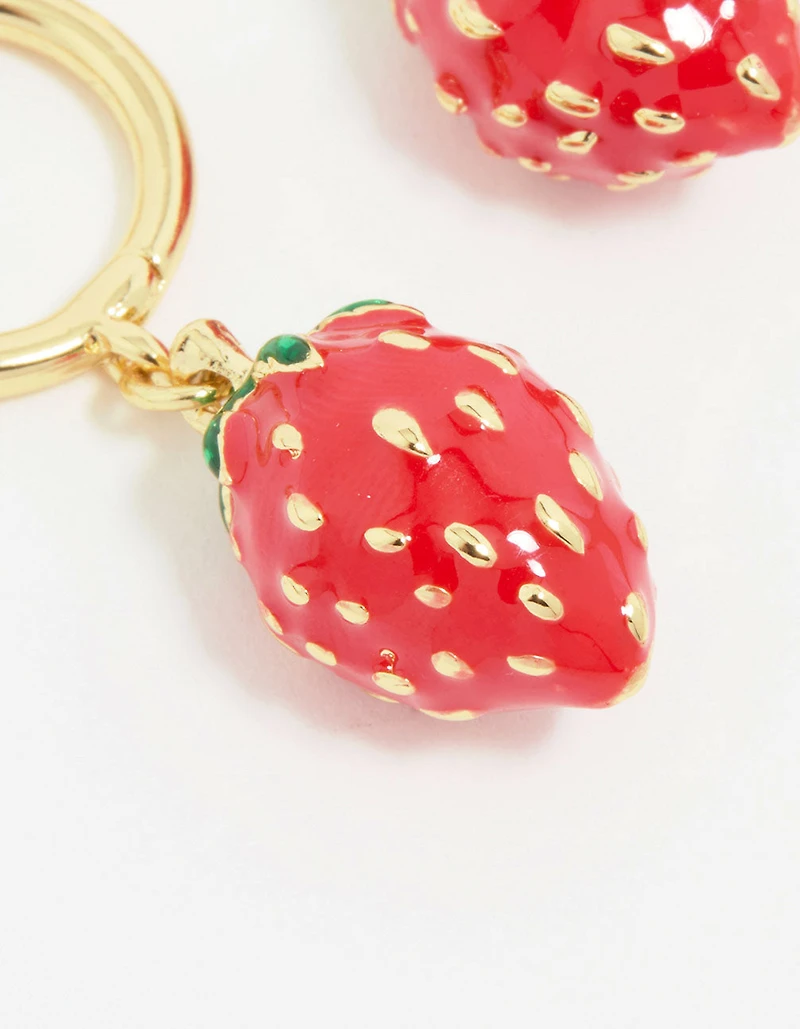 Gold Plated Strawberry Drop Earrings
