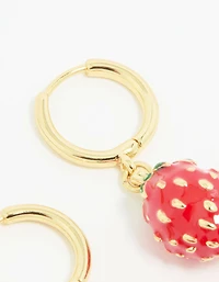 Boucles d’oreilles à la fraise plaquées or