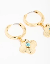 Gold Plated Dragonfly & Flower Drop Earrings 2-Pack