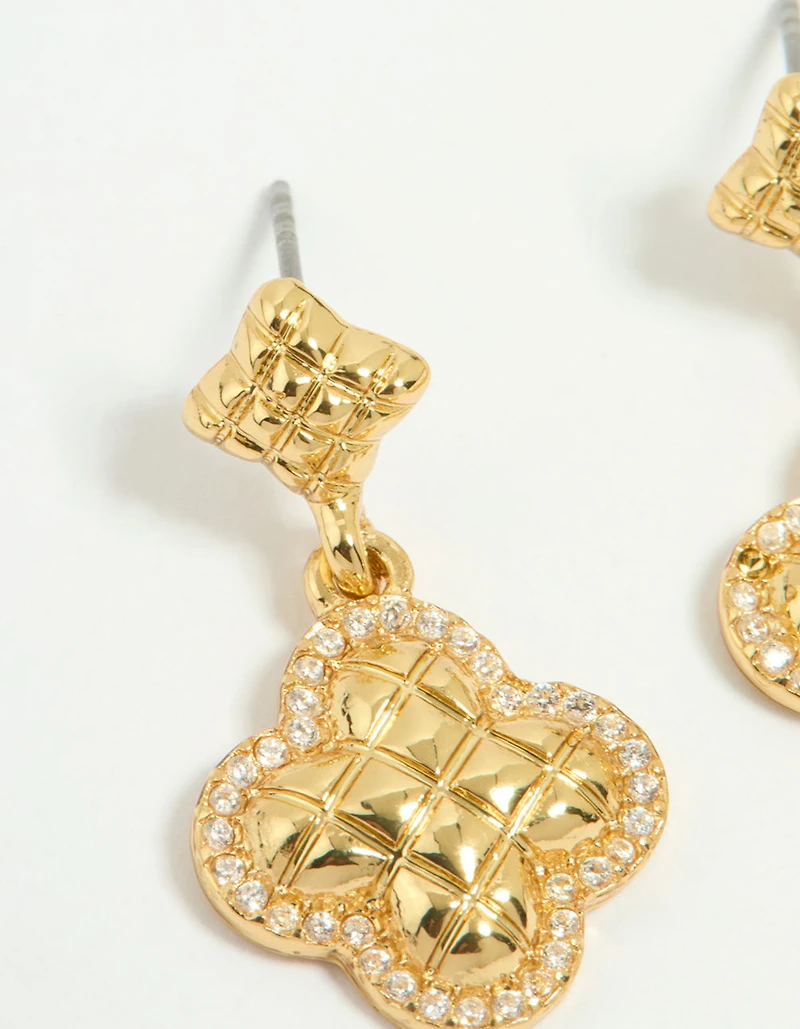 Gold Plated Petal Drop Earrings