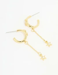 Gold Plated Cubic Zirconia Star Chain Drop Earrings