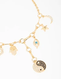 Gold Plated  Yin Yang Charm Necklace