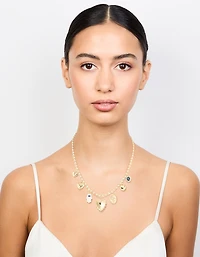 Gold Plated Evil Eye & Heart Charm Necklace