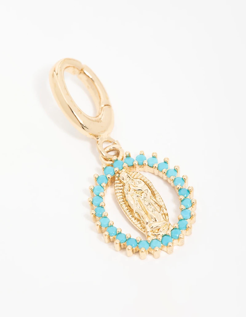 Gold Plated  Cubic Zirconia Mary Charm