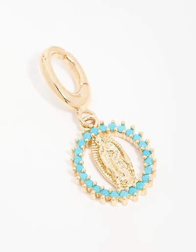 Gold Plated  Cubic Zirconia Mary Charm