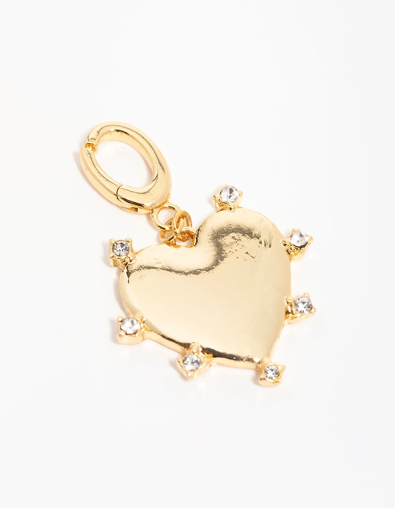 Gold Plated  Cubic Zirconia Outer Heart Charm