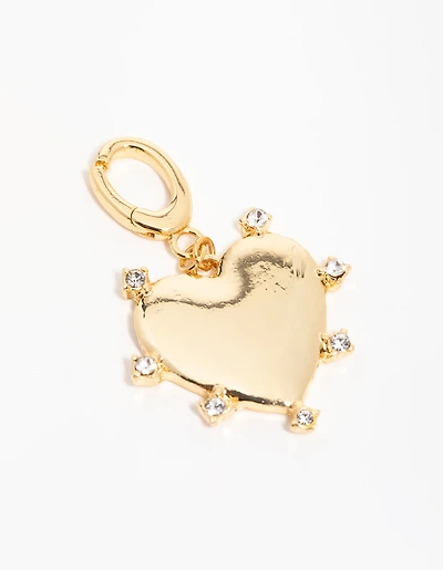 Gold Plated  Cubic Zirconia Outer Heart Charm