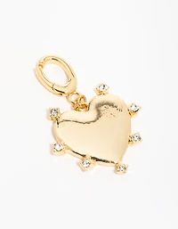Gold Plated  Cubic Zirconia Outer Heart Charm