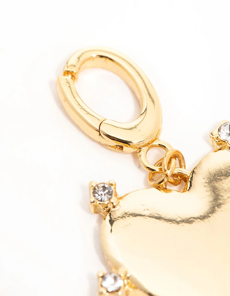 Gold Plated  Cubic Zirconia Outer Heart Charm