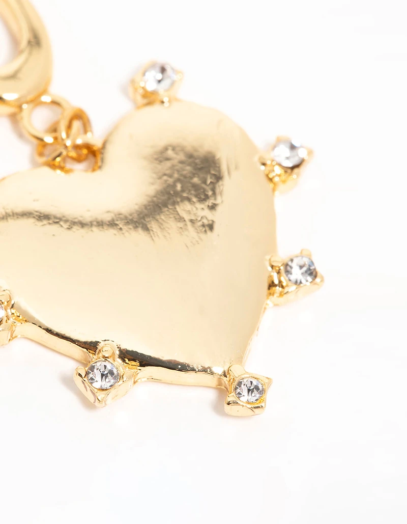 Gold Plated  Cubic Zirconia Outer Heart Charm