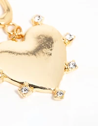 Gold Plated  Cubic Zirconia Outer Heart Charm