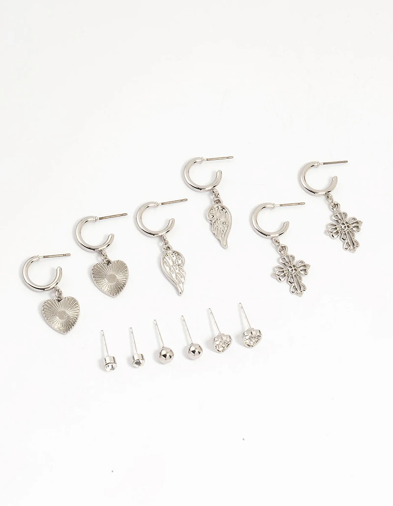 Silver Grunge Earrings 6-Pack