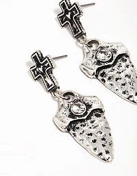 Boucles d’oreilles en forme de dague en forme de croix d’argent