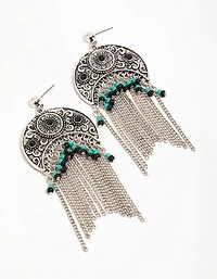 Silver Textured Patterned Drop Earrings