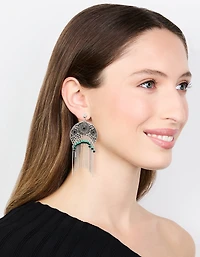 Silver Textured Patterned Drop Earrings