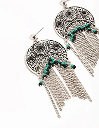 Silver Textured Patterned Drop Earrings
