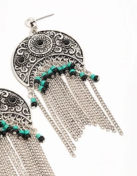 Silver Textured Patterned Drop Earrings