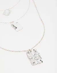 Collier à couches en pendentifs rectangulaires en argent