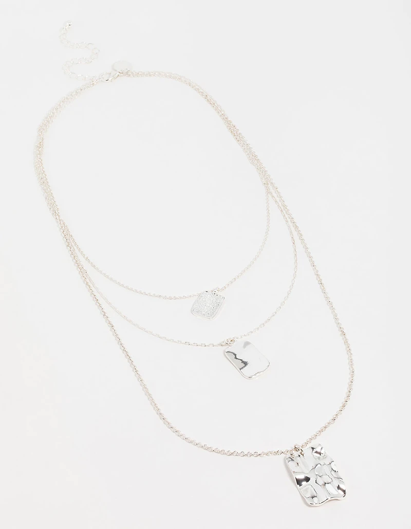 Collier à couches en pendentifs rectangulaires en argent