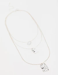 Collier à couches en pendentifs rectangulaires en argent