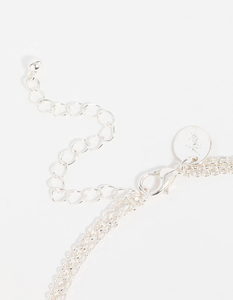 Collier à couches en pendentifs rectangulaires en argent