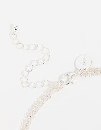 Collier à couches en pendentifs rectangulaires en argent