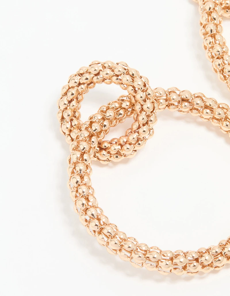 Gold Textured Double Circle Drop Earrings