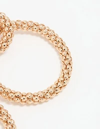 Gold Textured Double Circle Drop Earrings