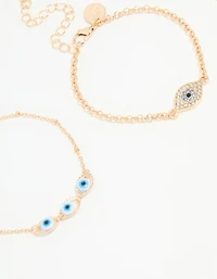 Gold Evil Eye Bracelets 3-Pack