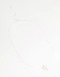 Silver Plated Brass Cubic Zirconia Pavé Bow Pendant Necklace