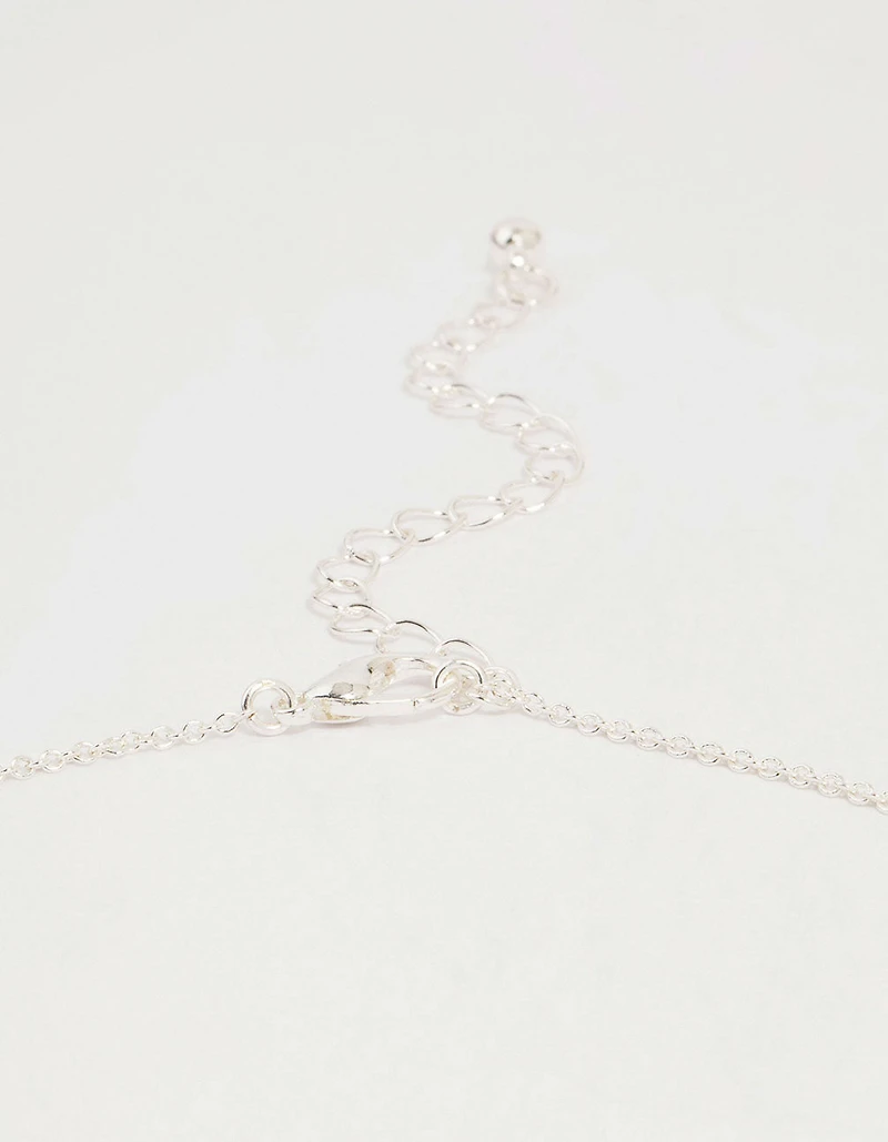 Silver Plated Brass Cubic Zirconia Pavé Bow Pendant Necklace