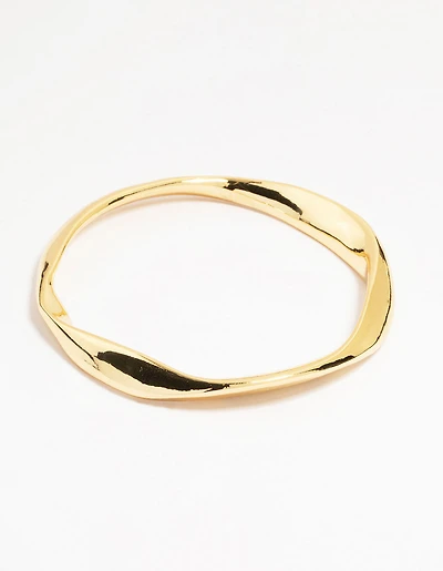 Gold Plated Brass Statement Wavy Bangle