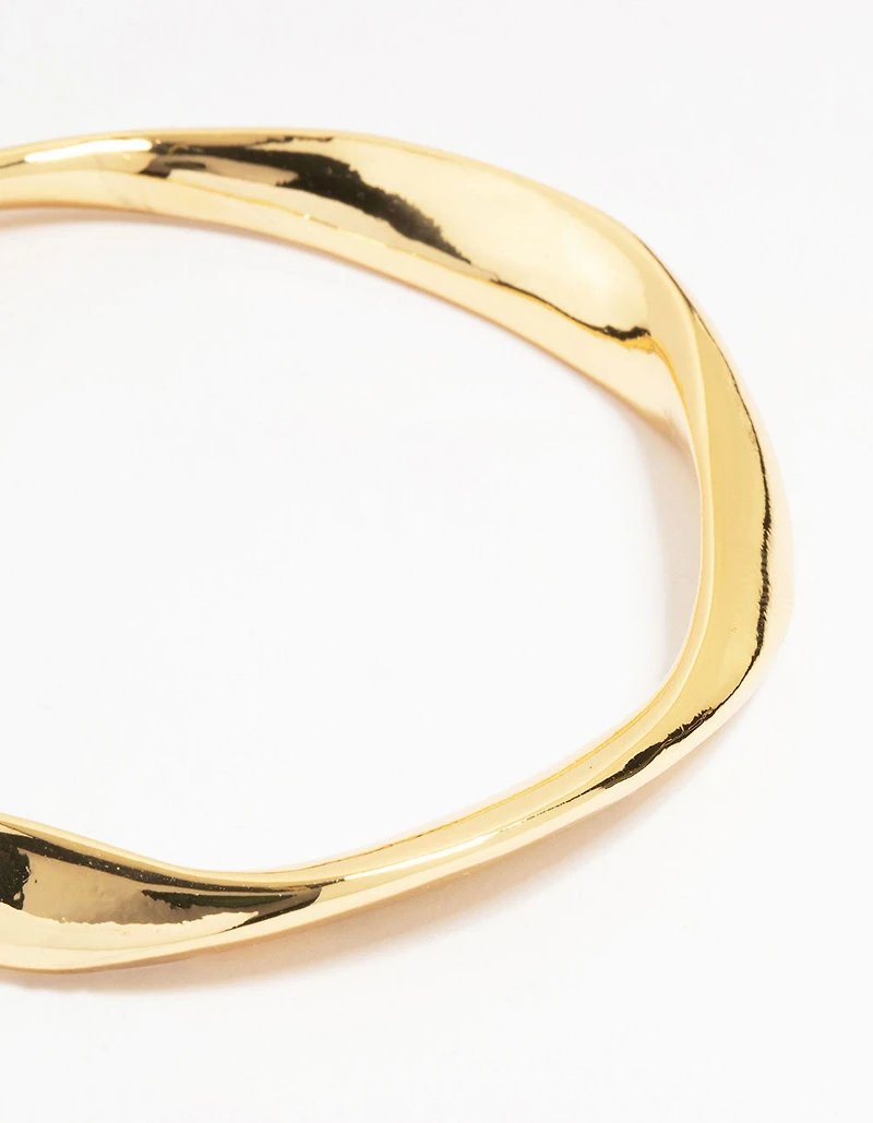 Gold Plated Brass Statement Wavy Bangle
