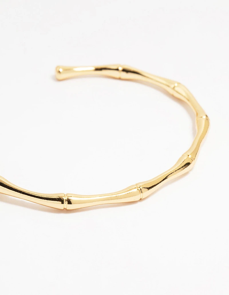 Gold Plated Brass Bamboo Open Wrist Cuff