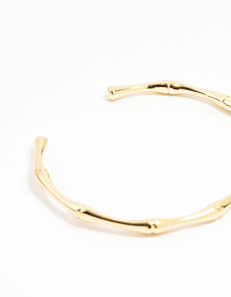 Gold Plated Brass Bamboo Open Wrist Cuff