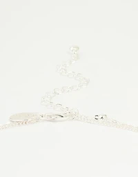 Silver Plated Cubic Zirconia & Bubble Letter A Layered Necklace