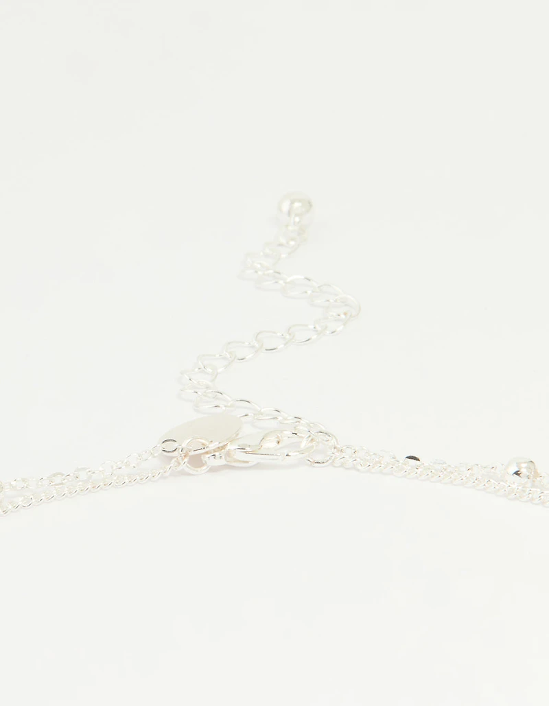 Silver Plated Cubic Zirconia & Bubble Letter B Layered Necklace