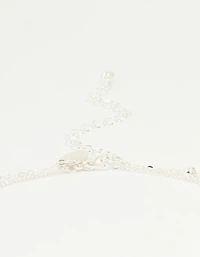 Silver Plated Cubic Zirconia & Bubble Letter B Layered Necklace
