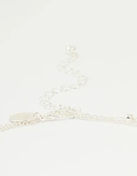 Silver Plated Cubic Zirconia & Bubble Letter E Layered Necklace