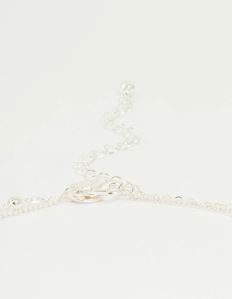 Silver Plated Cubic Zirconia & Bubble Letter J Layered Necklace