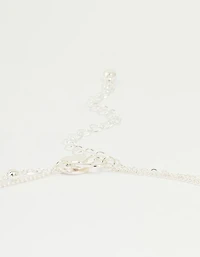 Silver Plated Cubic Zirconia & Bubble Letter J Layered Necklace