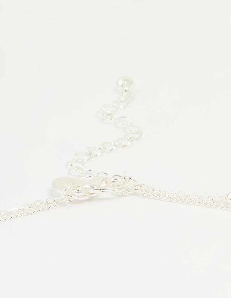 Silver Plated Cubic Zirconia & Bubble Letter L Layered Necklace