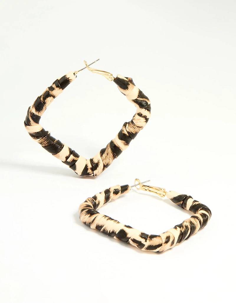 Gold Leopard Print Hoop Earrings